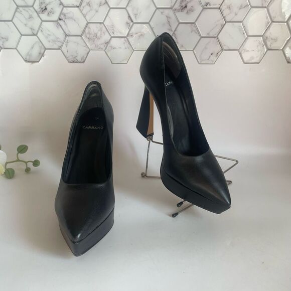 GORGEOUS!!❤️🔥❤️Carrano Sleek & Sexy Black Flared Heels - Picture 6 of 14